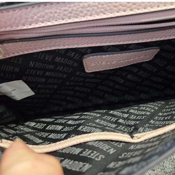 STEVE MADDEN Pink Pebble Leather Foldover Chain Strap Clutch Crossbody Bag - Picture 6 of 6